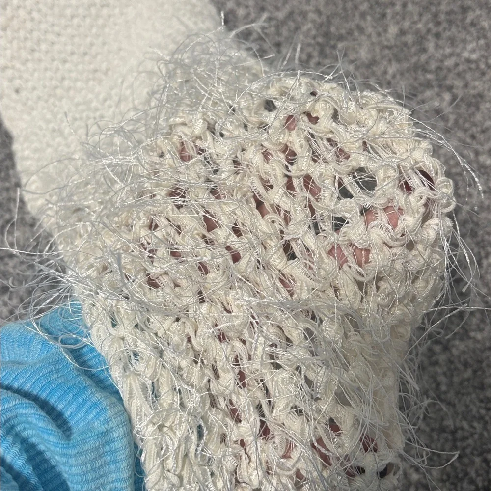 Like New Hand Crafted Knitted Scarf Ivory